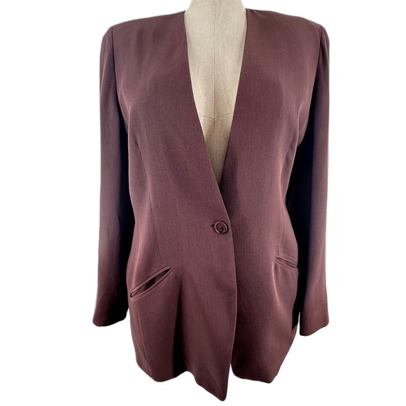 Emanuel Ungaro blazer size 14 48 brown one button with pockets corpcore jacket - Picture 12 of 12